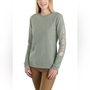 Carhartt long sleeve loose fit shirt women’s S small green mint pink t shirt